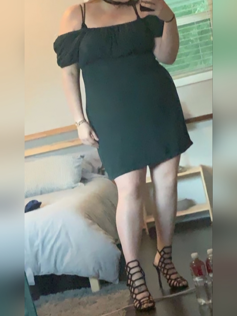 *SALE* Wild Fable Dark Green Puff Sleeve Scoop Neck Dress